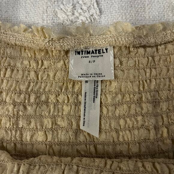 Free People Intimately Lace Off The Shoulder Short Sleeve Shirt Cream Size S - Picture 4 of 6